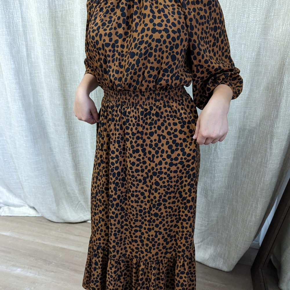 Scoop High Neck Leopard Print Size XS Women's Dress